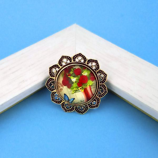 Jeweljunk Antique Gold Plated Floral Design Adjustable Finger Ring - 1505525