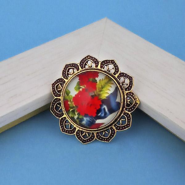 Jeweljunk Antique Gold Plated Floral Design Adjustable Finger Ring - 1505526