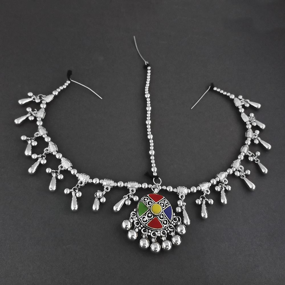 Jeweljunk Oxidised Silver Plated Maang Tikka - 1505640