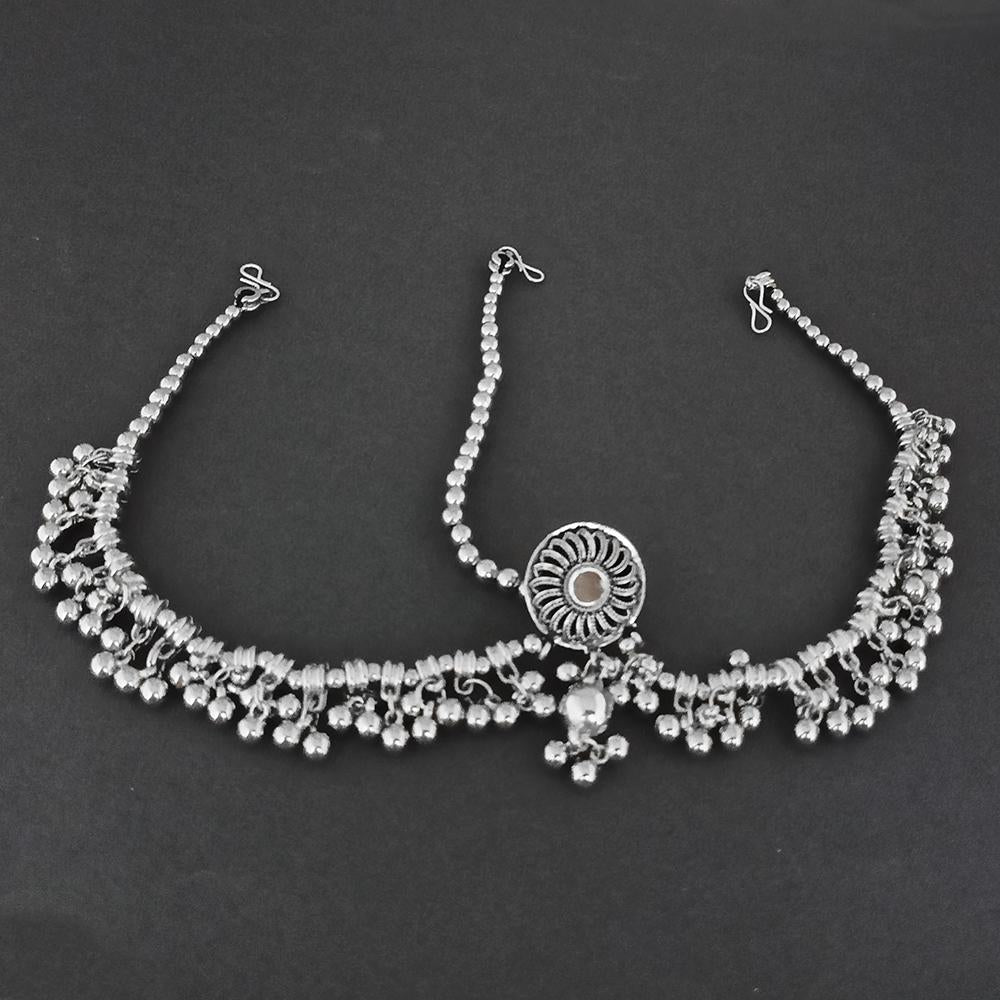 Jeweljunk Oxidised Silver Plated Maang Tikka - 1505644