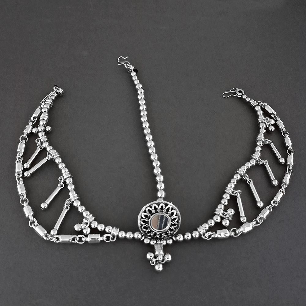 Jeweljunk Oxidised Silver Plated Maang Tikka - 1505646