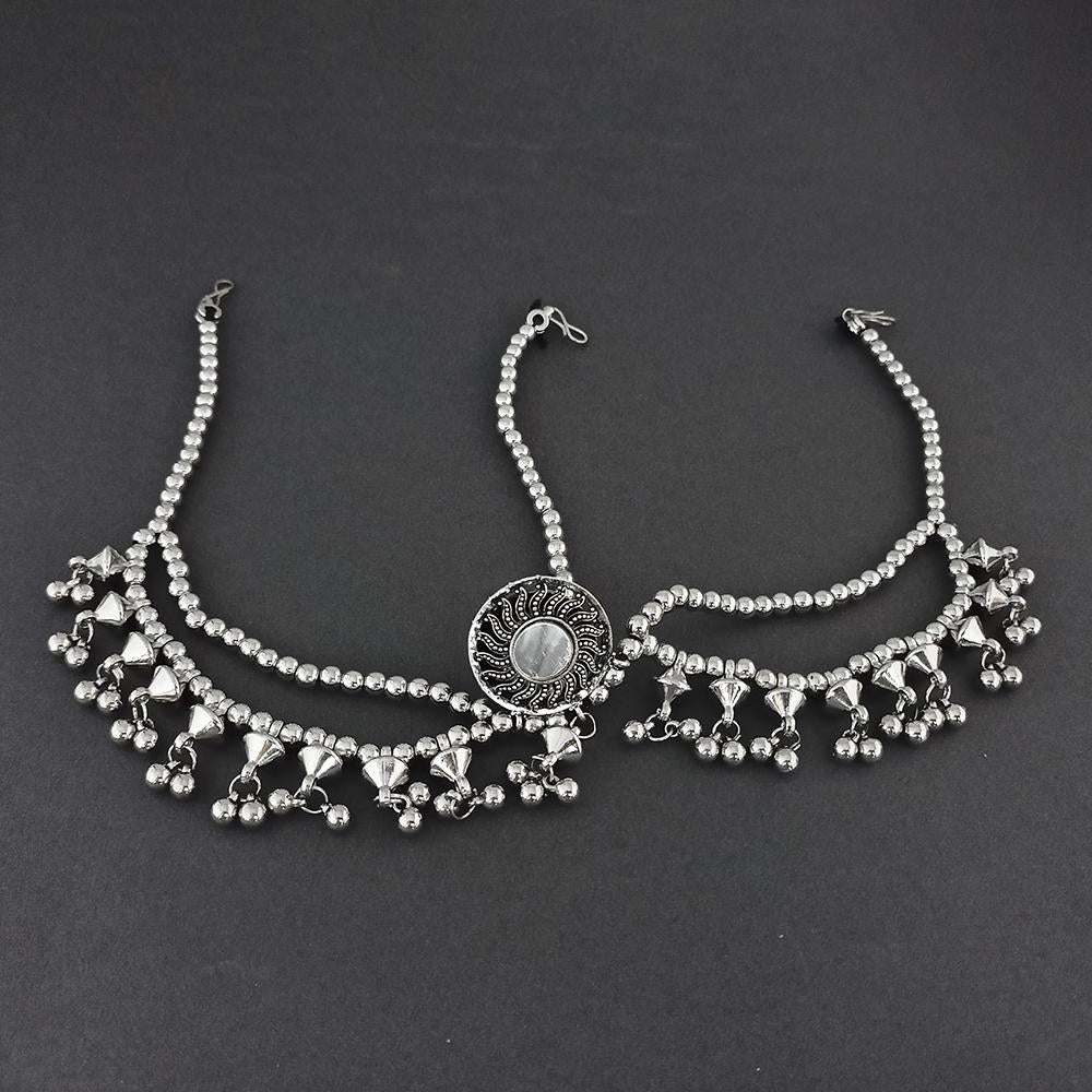 Jeweljunk Oxidised Silver Plated Maang Tikka - 1505661