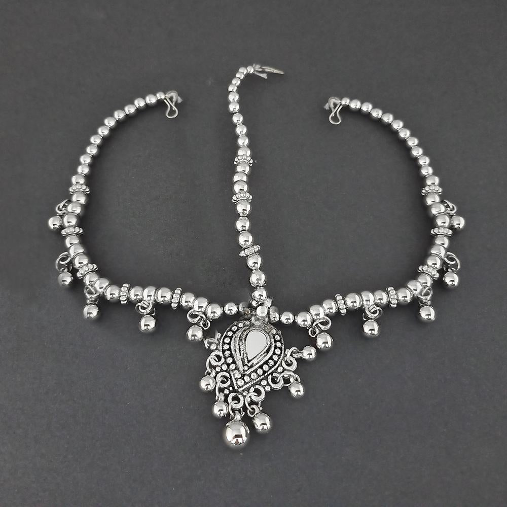 Jeweljunk Oxidised Silver Plated Maang Tikka - 1505664