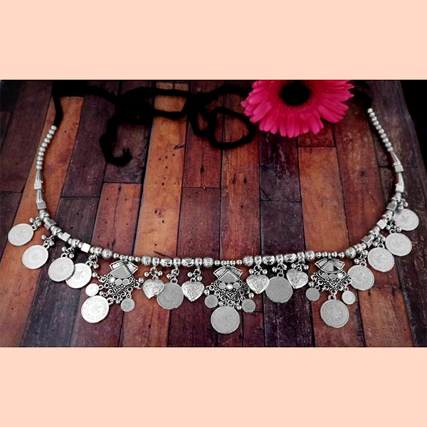 Jeweljunk Oxidised Plated Coin Kamarband