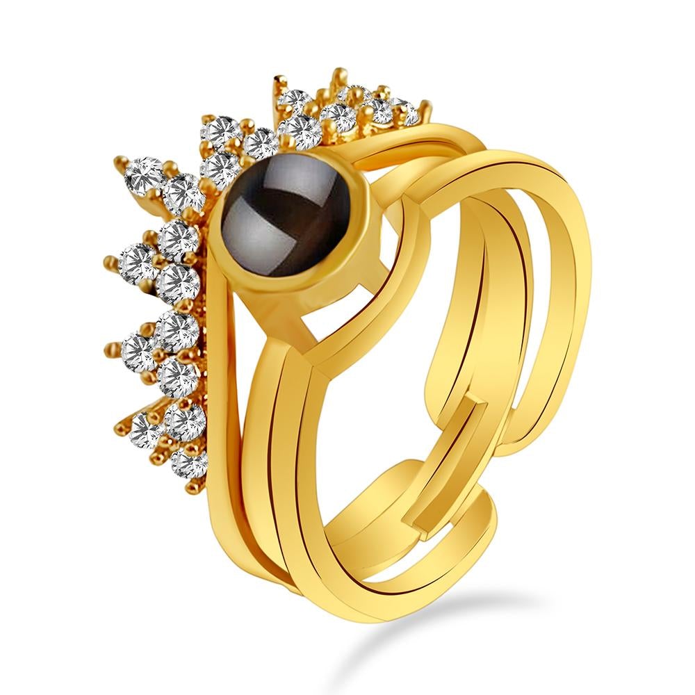 Urbana Gold Plated Adjustable Ring Reflecting I love you In 100 Languages-1506329B-1506329B