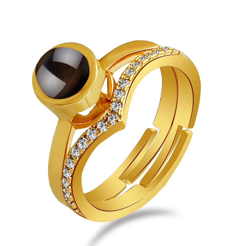 Urbana Gold Plated Adjustable Ring Reflecting I love you In 100 Languages-1506342B-1506342B