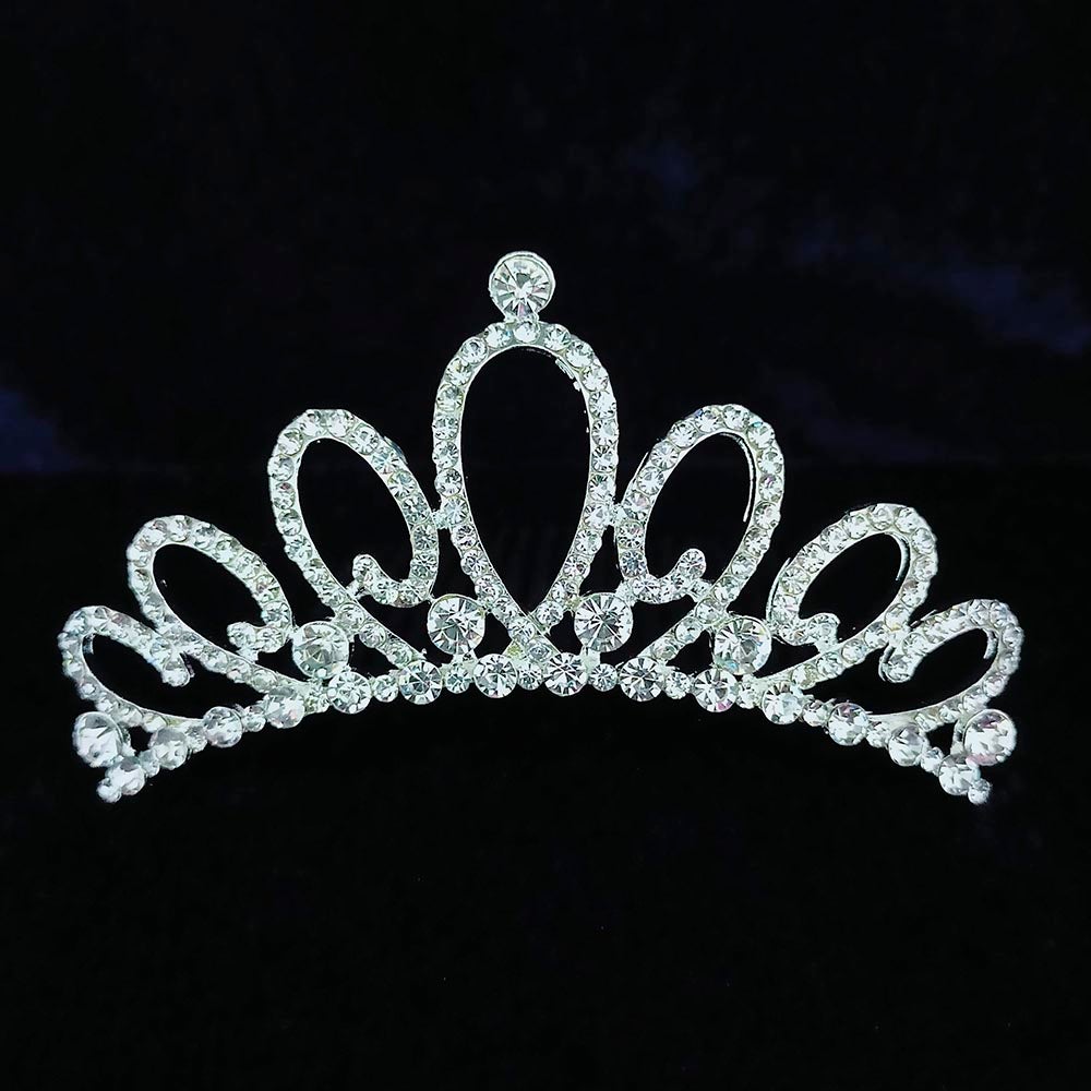 Kriaa Silver Plated White Austrian Stone Crown - 1507103