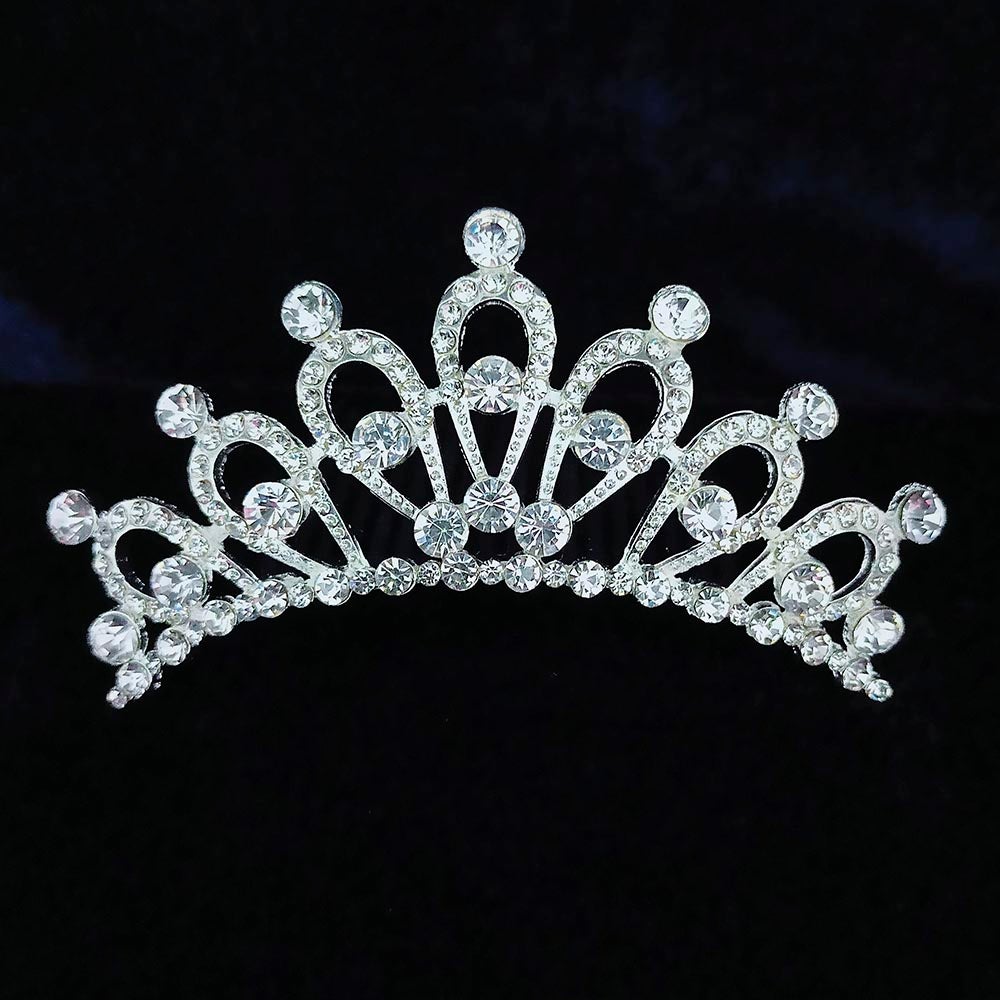 Kriaa Silver Plated White Austrian Stone Crown - 1507105