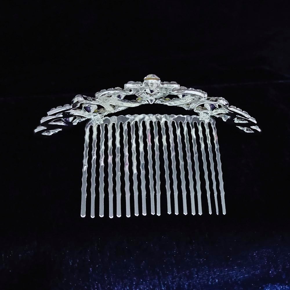 Kriaa Silver Plated White Austrian Stone Crown - 1507106