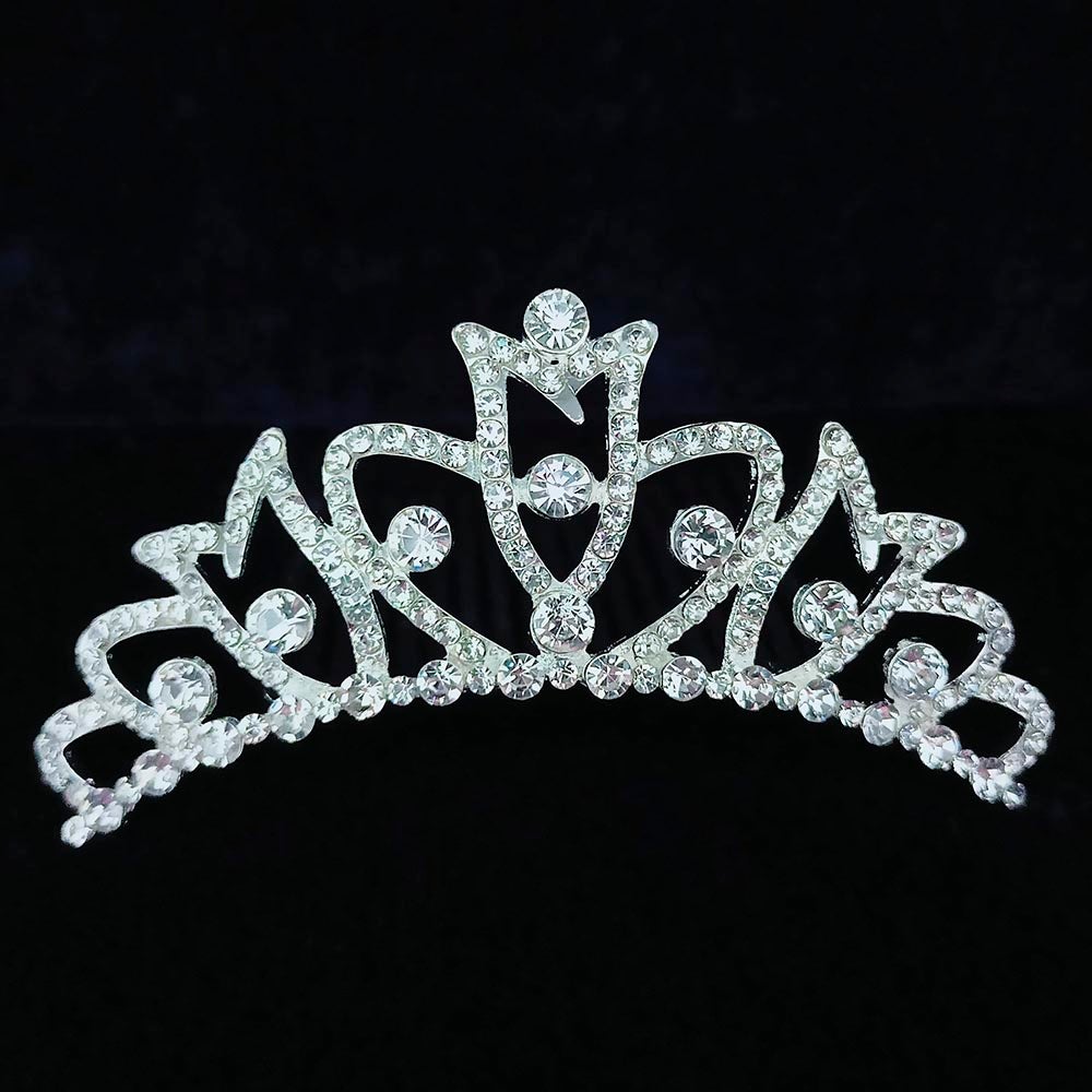 Kriaa Silver Plated White Austrian Stone Crown - 1507106