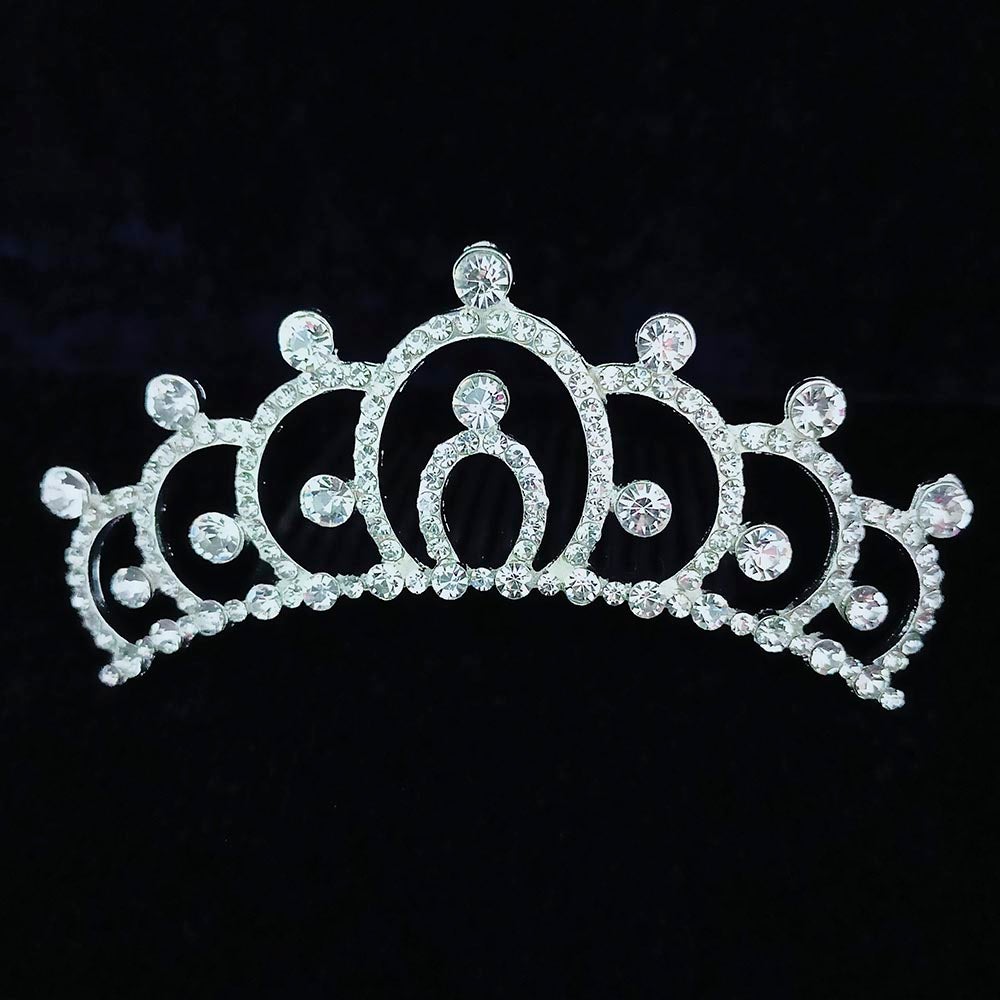 Kriaa Silver Plated White Austrian Stone Crown - 1507108