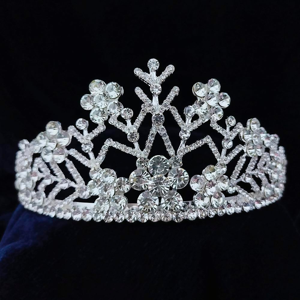 Kriaa Silver Plated White Austrian Stone Crown - 1507117