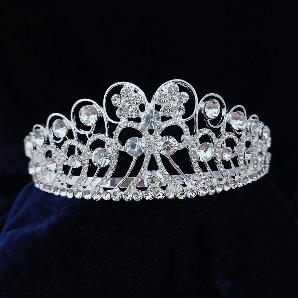 Kriaa Silver Plated White Austrian Stone Crown - 1507119
