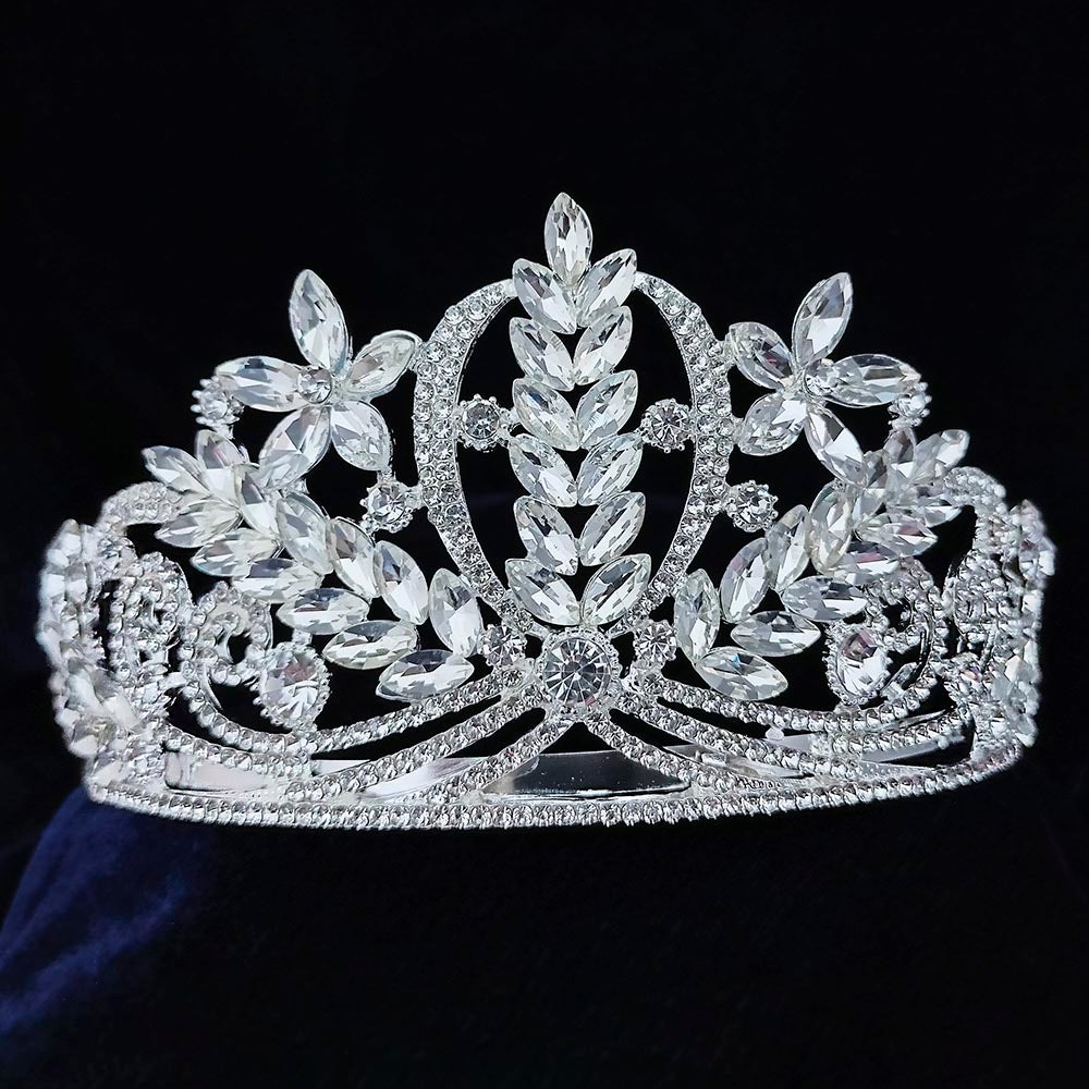 Kriaa Silver Plated White Austrian Stone Crown - 1507132