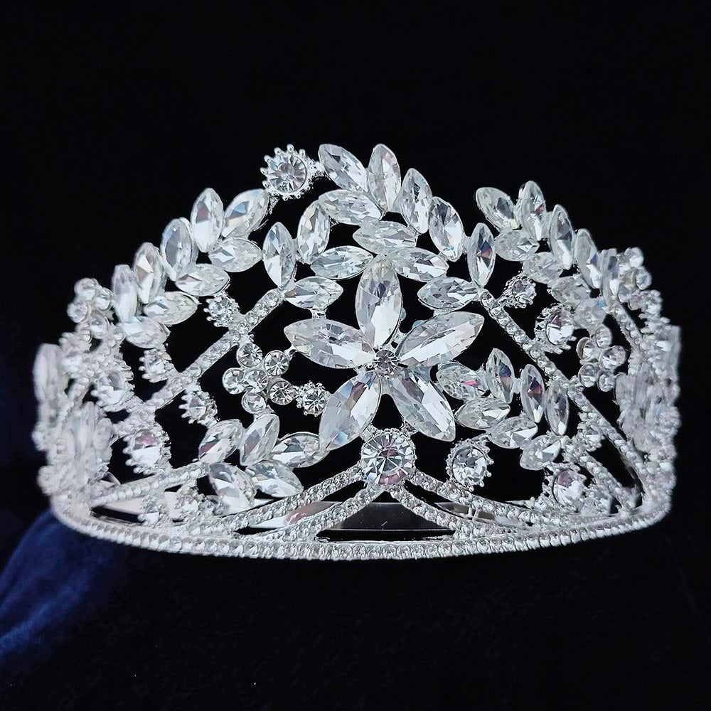 Kriaa Silver Plated White Austrian Stone Crown - 1507133