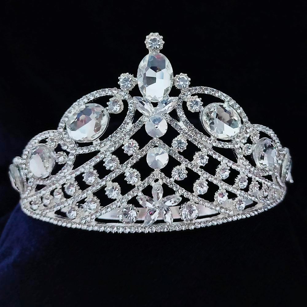 Kriaa Silver Plated White Austrian Stone Crown - 1507135
