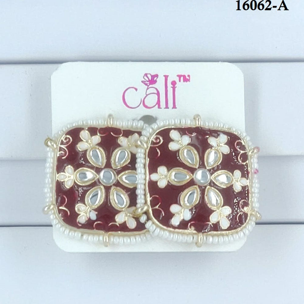 Corbeda Fashion Gold Plated Assorted Color Meenakari Stud Earrings