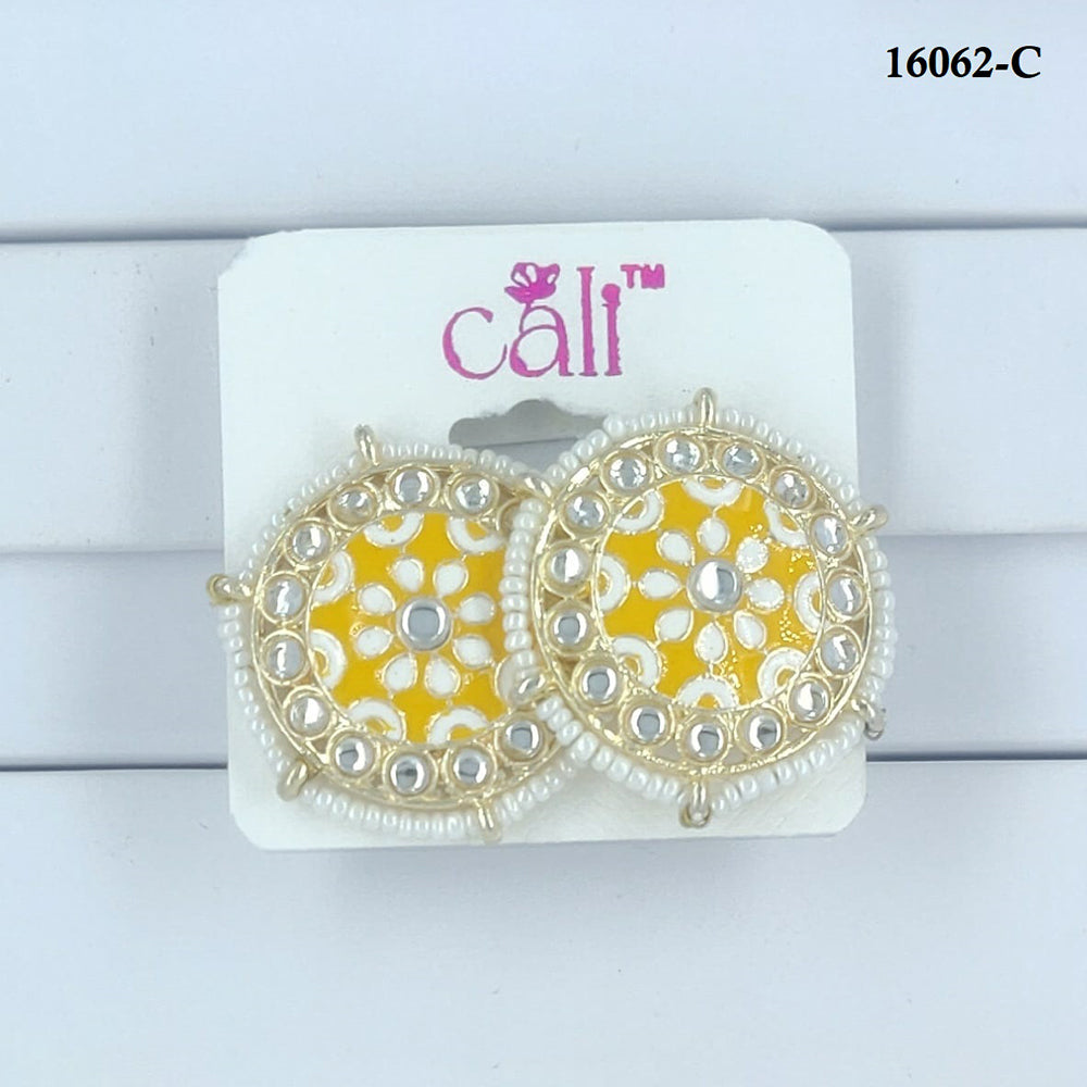 Corbeda Fashion Gold Plated Assorted Color Meenakari Stud Earrings