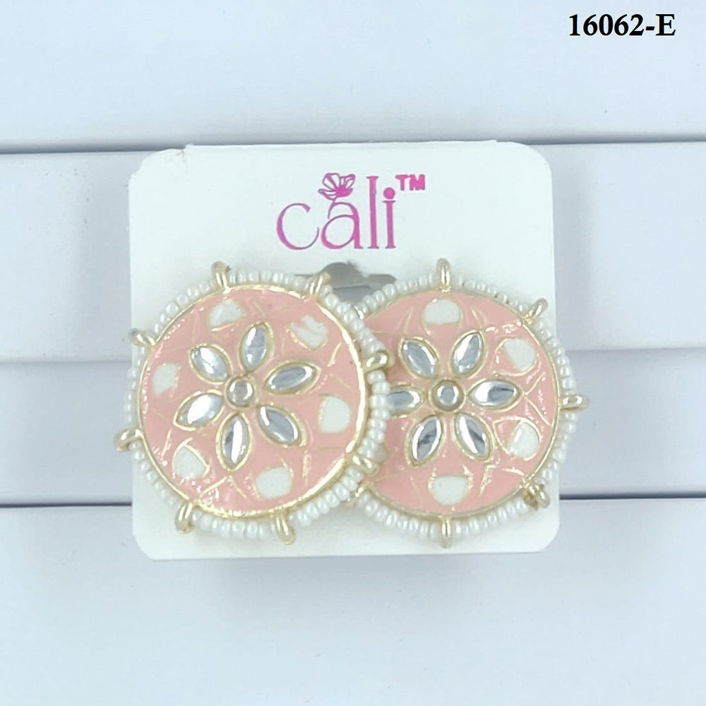 Corbeda Fashion Gold Plated Assorted Color Meenakari Stud Earrings