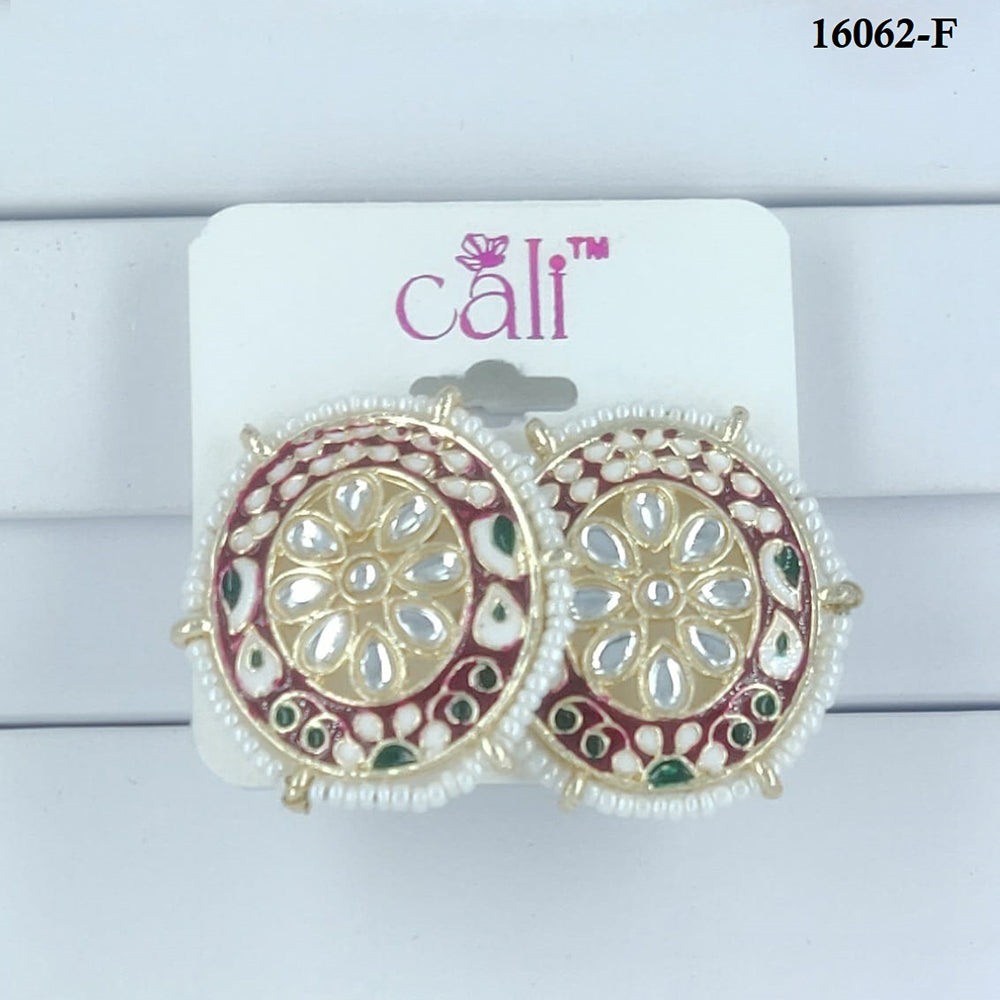 Corbeda Fashion Gold Plated Assorted Color Meenakari Stud Earrings