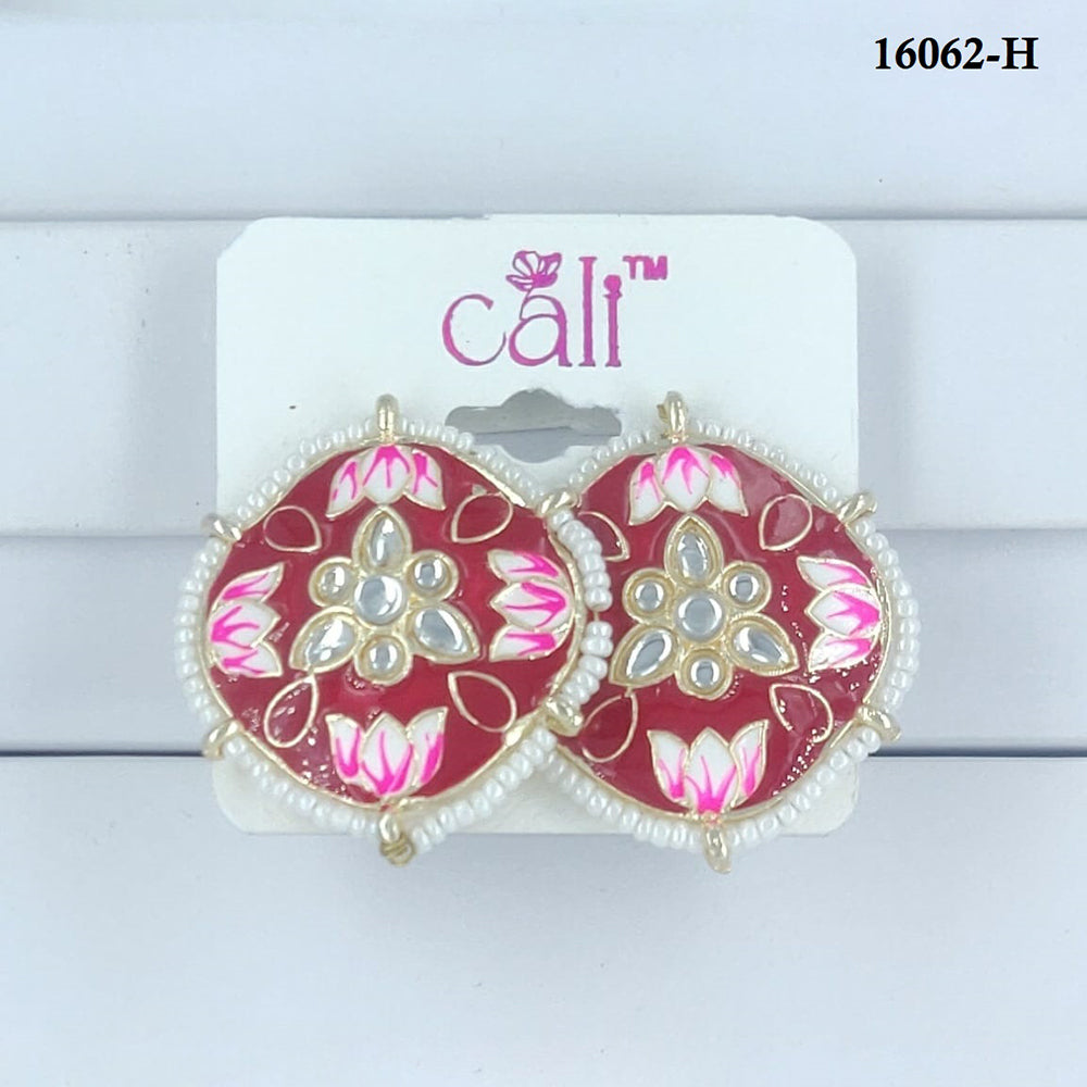 Corbeda Fashion Gold Plated Assorted Color Meenakari Stud Earrings