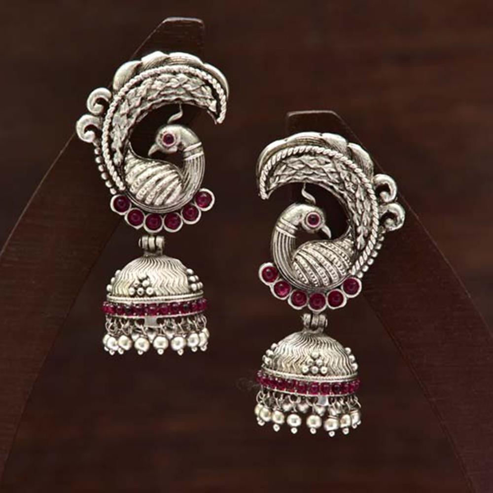 Varso Kempu Silver Polish Brass Alloy Ball Fitting Dangler Earrings - 201224