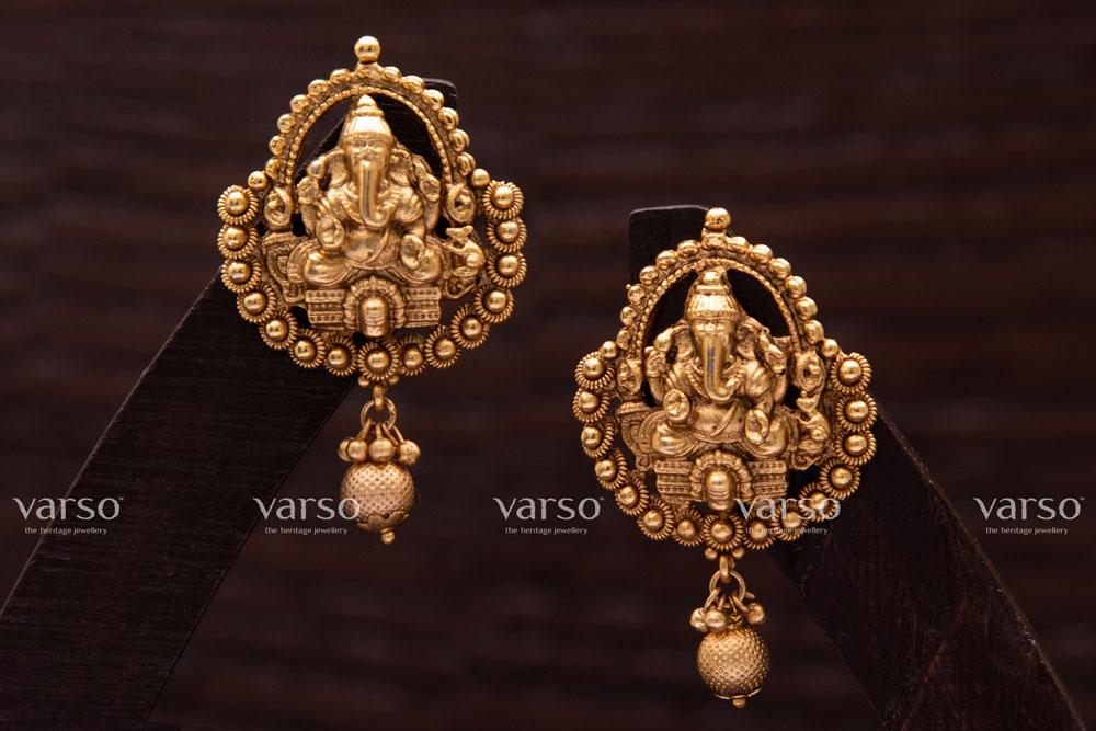 Varso Gold Alloy Ball Dangler Earrings - 211105