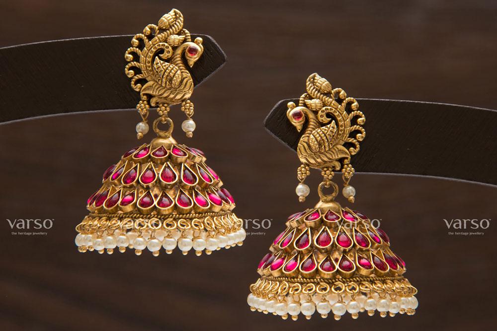 Gold hot sale pearl jhumkas