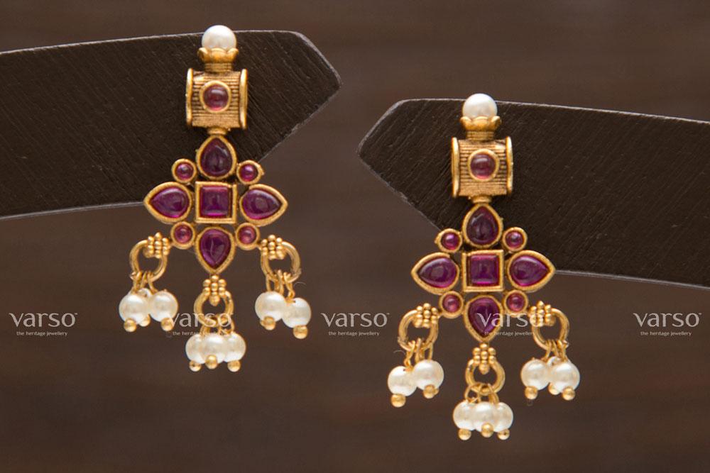 Varso Kempu Gold  Alloy Ball Studs Earrings  - 211181