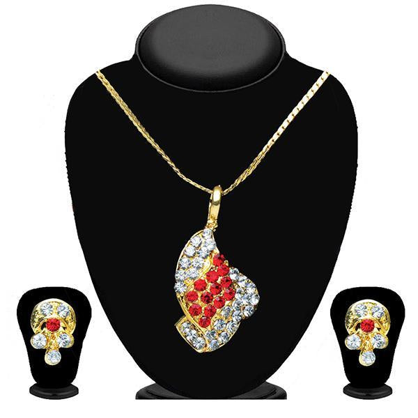 Soha Fashion Red Stone Gold Plated Pendant Set - 2200708