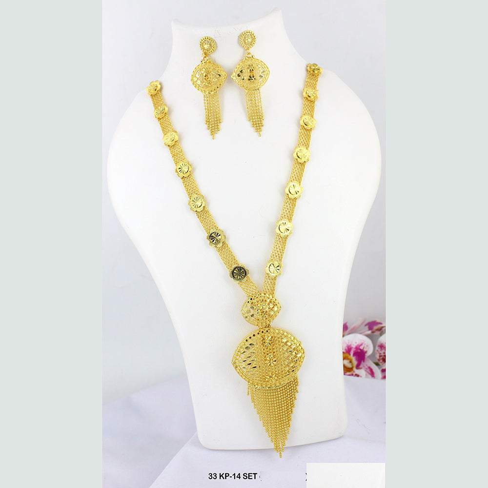 Mahavir Forming Gold Plated Long Necklace Set