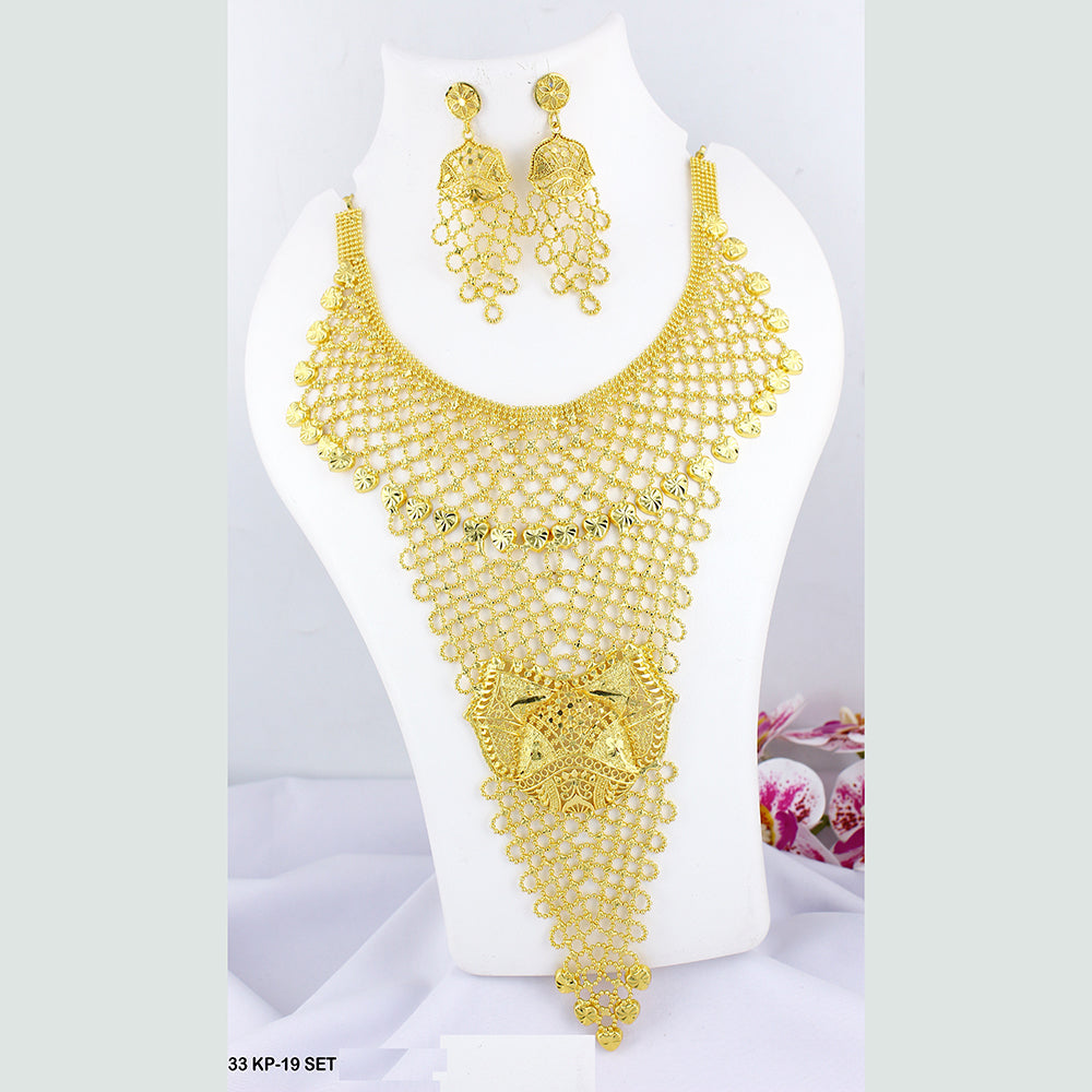 Mahavir Forming Gold Plated Long Necklace Set
