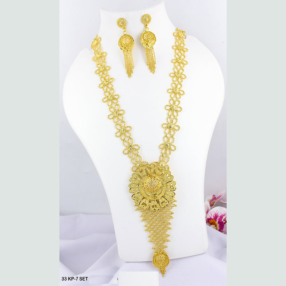 Mahavir Forming Gold Plated Long Necklace Set