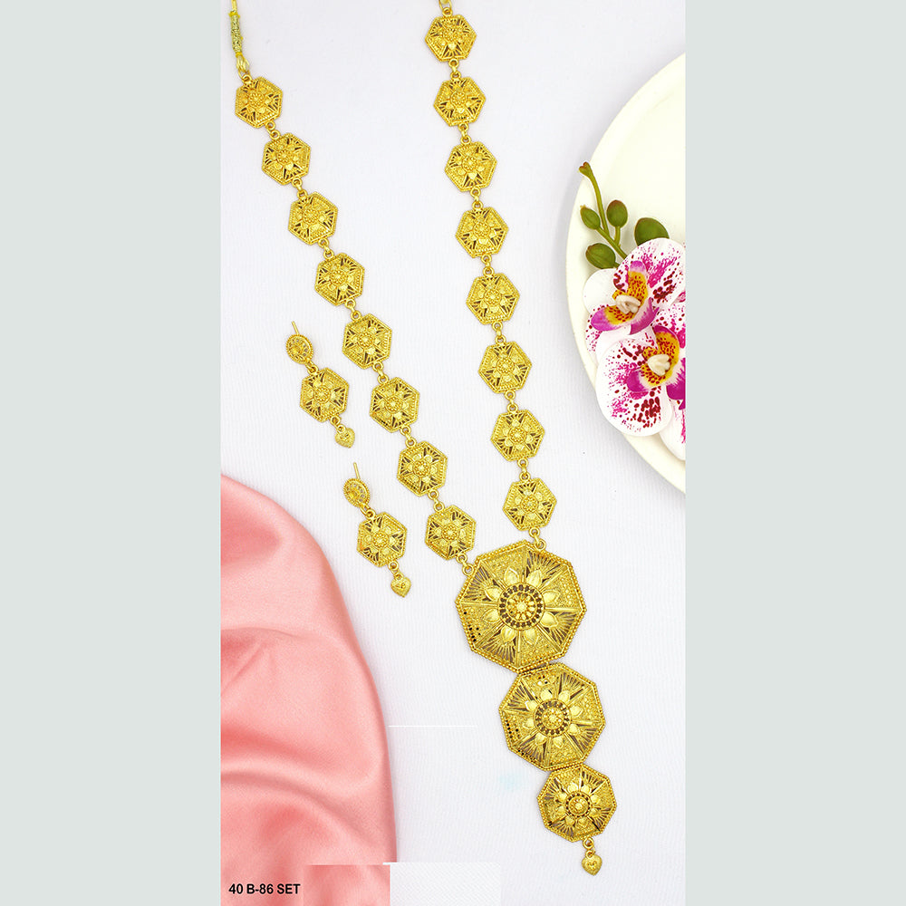 Mahavir Forming Gold Plated Long Necklace Set