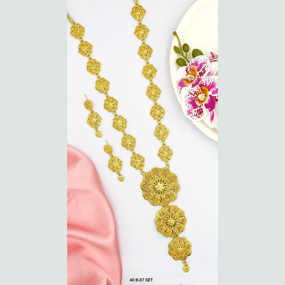 Mahavir Forming Gold Plated Long Necklace Set