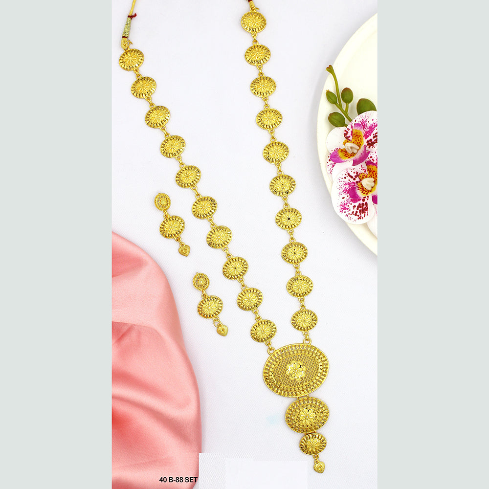 Mahavir Forming Gold Plated Long Necklace Set