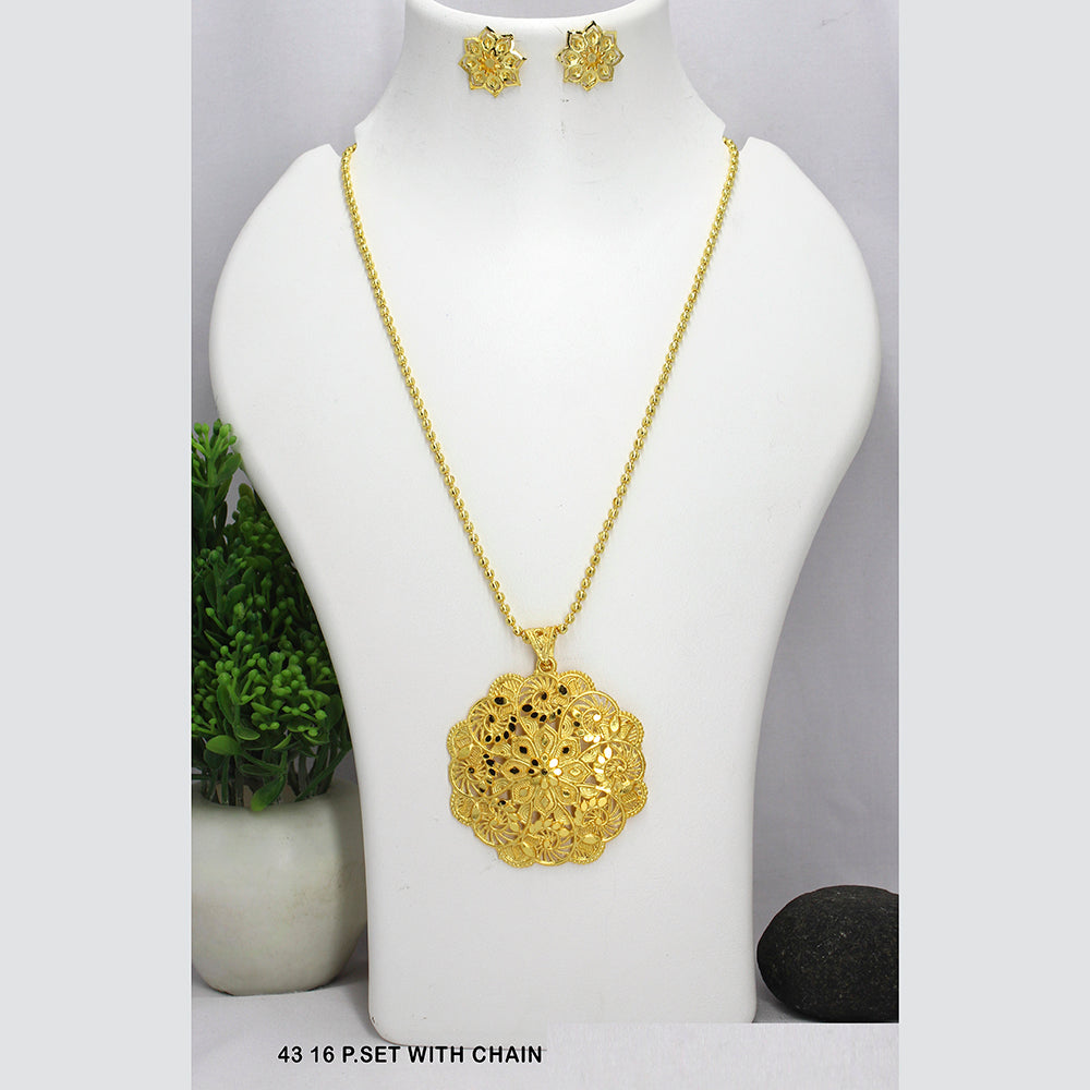Mahavir Gold Plated Chain Pendant Set