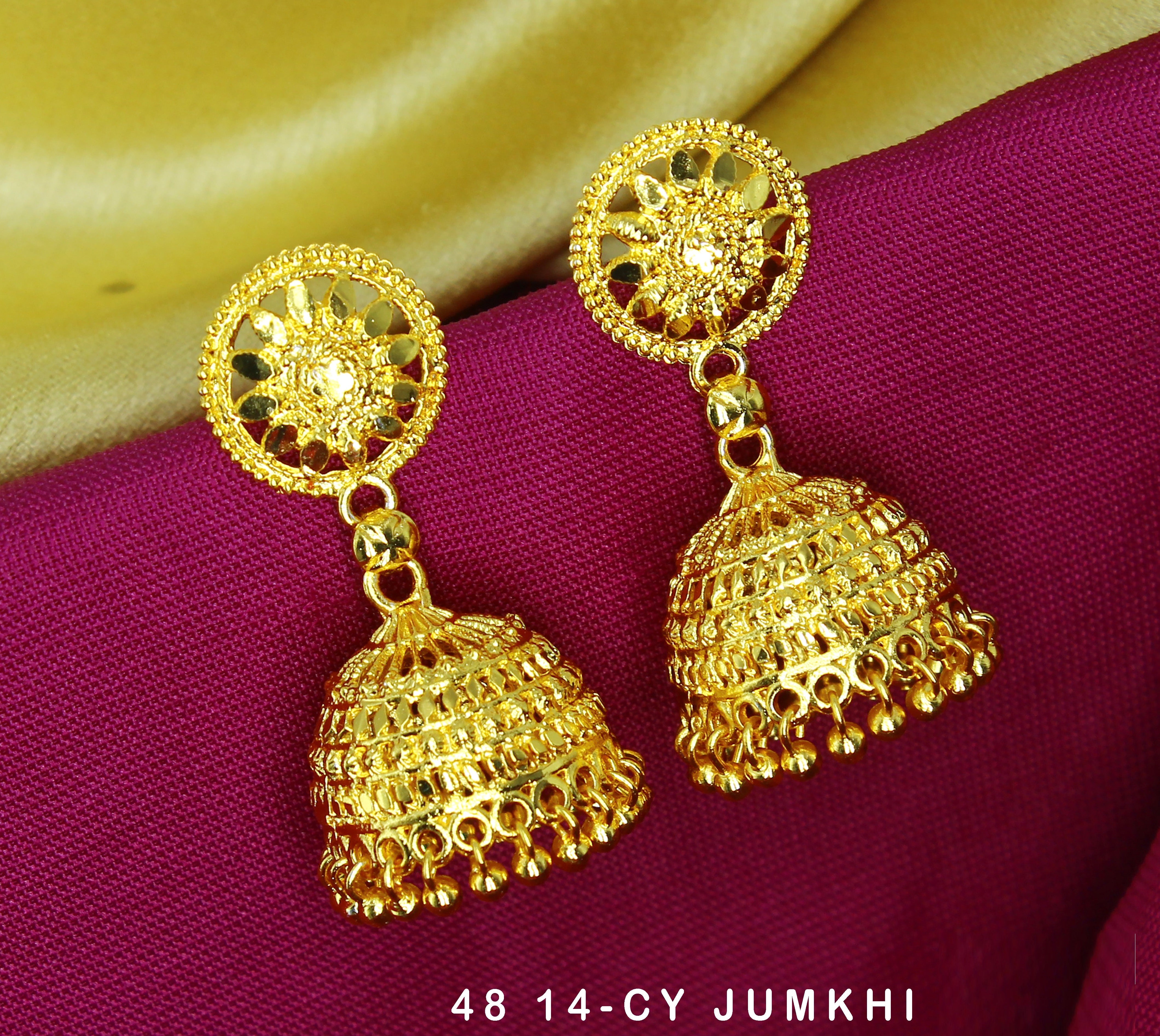 Mahavir Dye Gold Jhumki Earrings