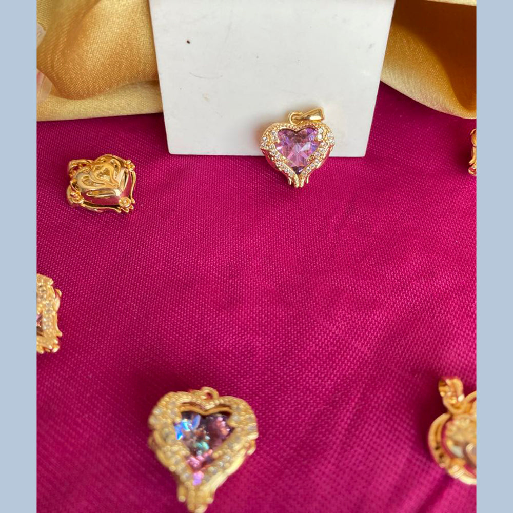 Mahavir Ad Stone Rose Gold Plated Pendant