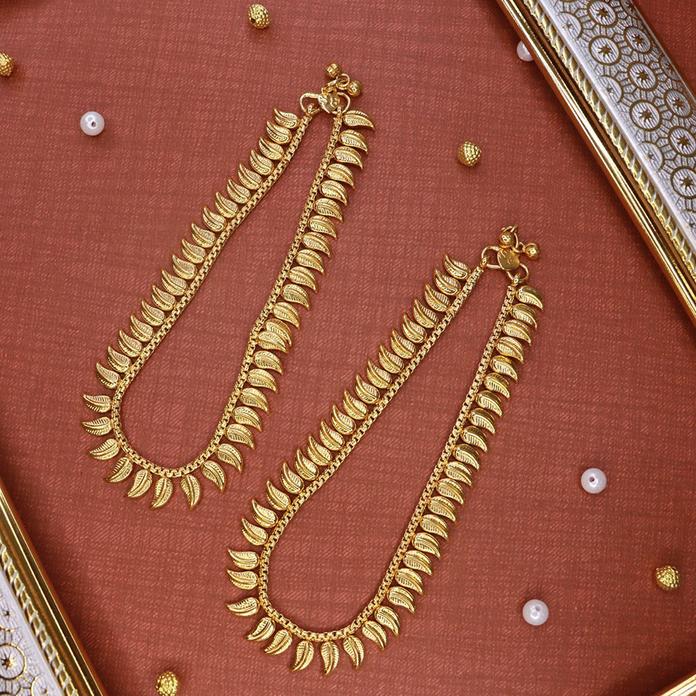Etnico Traditional Gold Plated Payal Anklet For Girls & Women (A048FL)