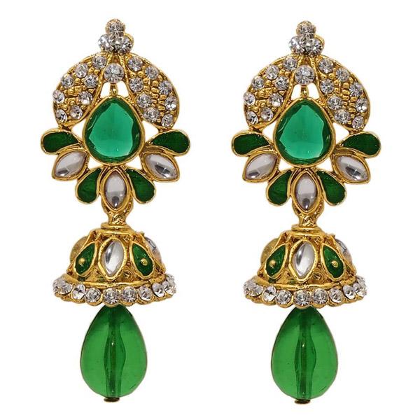 The99jewel Green Kundan Austrian Stone Dangler Earrings - 1304810