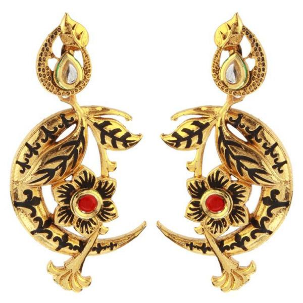 The99Jewel Meenakari Pota Stone Danglers Earrings - 1307315
