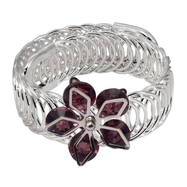 Urthn Purple Austrian Stone Silver Plated floral Adjustable kada - 1402110A