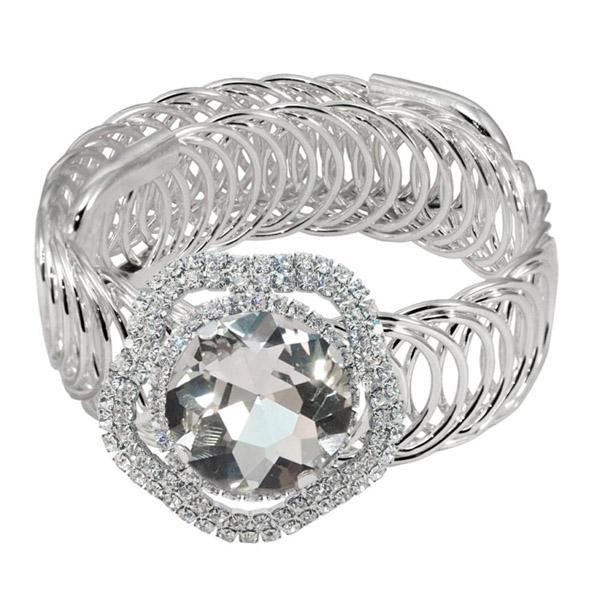 Urthn White Austrian Stone Silver Plated Adjustable kada - 1402113A