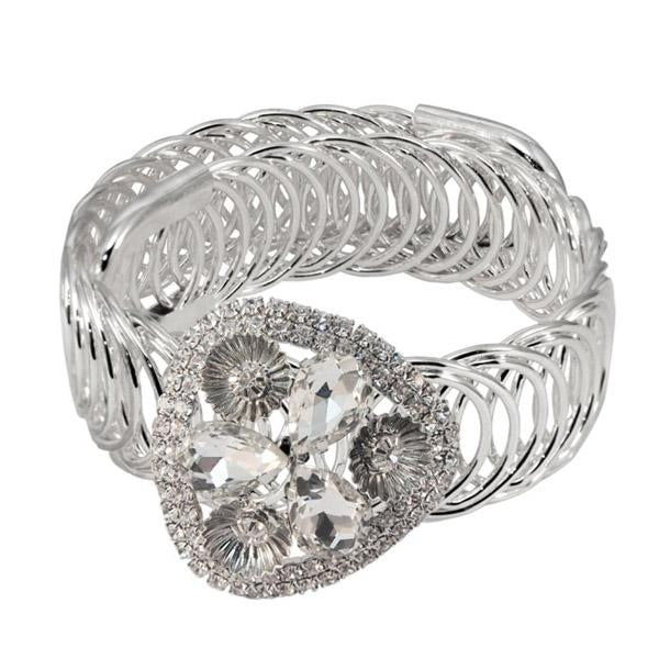 Urthn White Austrian Stone Pear Shape Adjustable kada - 1402116A