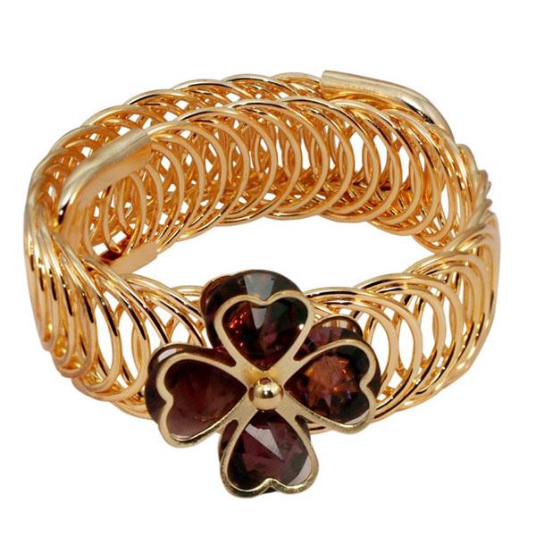 Urthn Purple Austrian Stone Gold Plated Floral Adjustable Kada - 1402101C