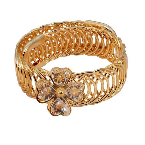 Urthn White Austrian Stone Gold Plated Floral Adjustable Kada - 1402101D