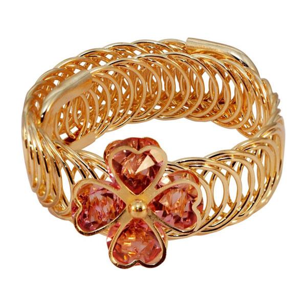 Urthn Pink Austrian Stone Gold Plated Floral Adjustable Kada - 1402101E
