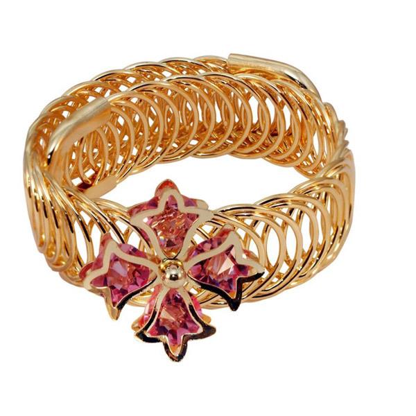 Urthn Pink Austrian Stone Gold Plated Adjustable Kada - 1402103A