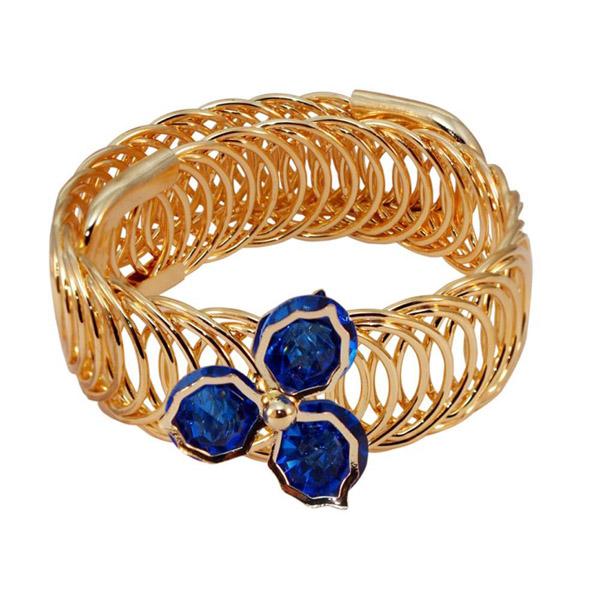 Urthn Gold Plated Blue Austrian Stone Adjustable Kada - 1402104B
